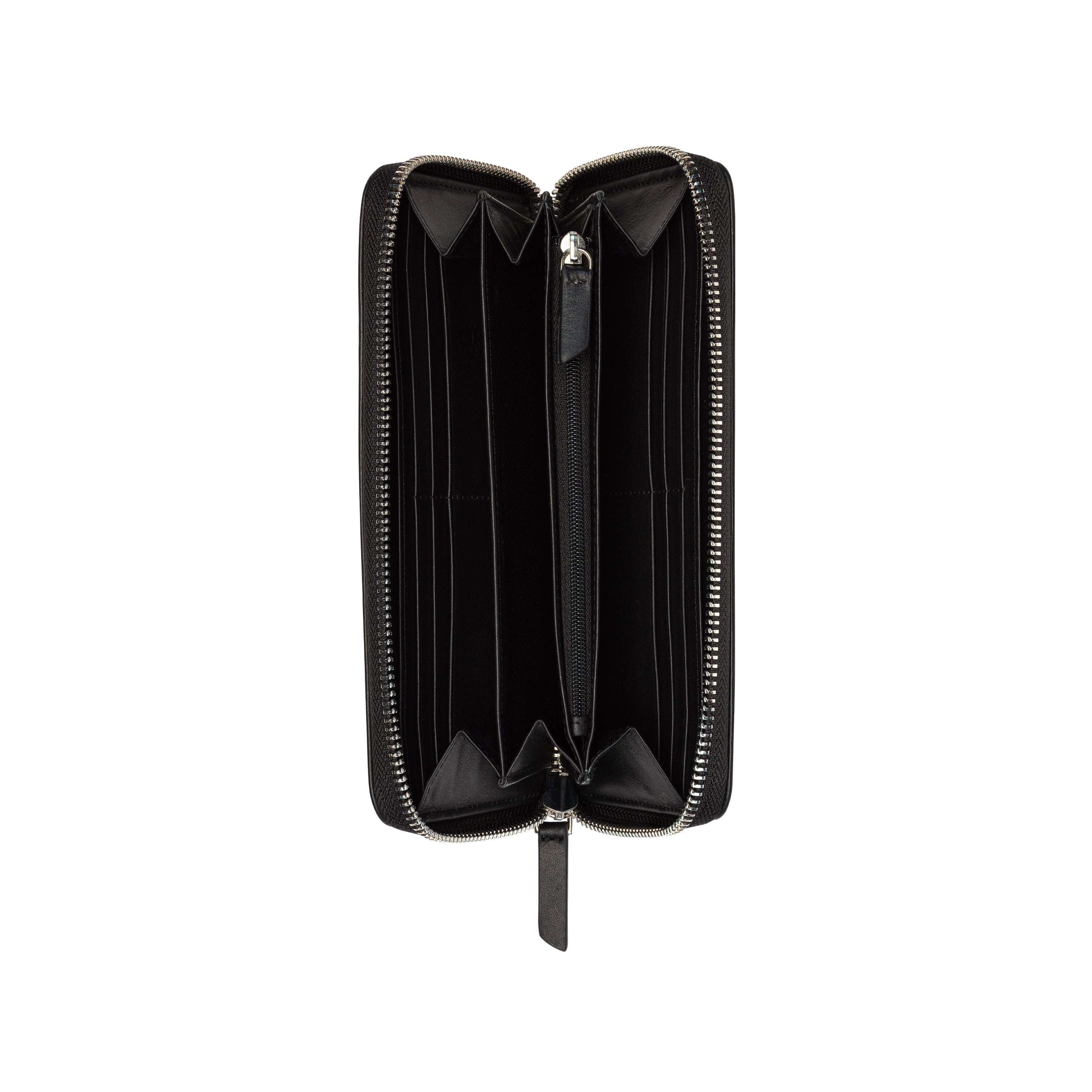 LE CUIR LISSE | Long Zip Leather Wallet, Black
