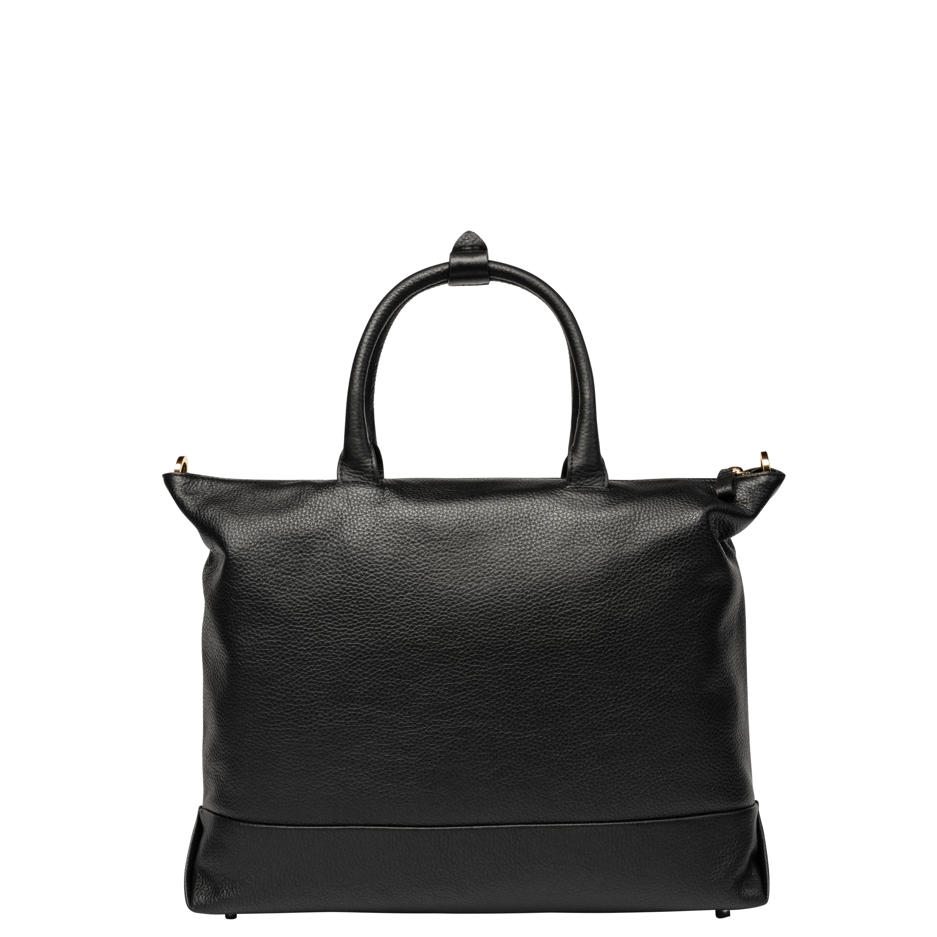LE CUIR GRAINE | Zippered Leather Tote Bag, Black