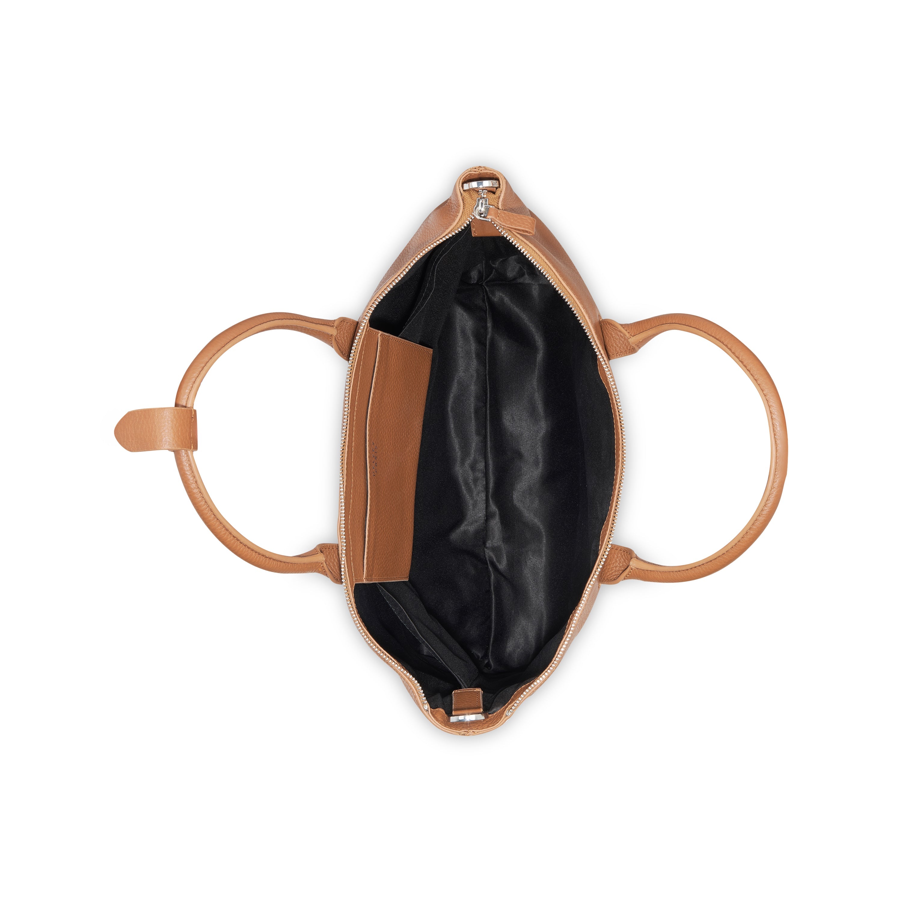 LE CUIR GRAINE | Zippered Leather Tote Bag, Cognac