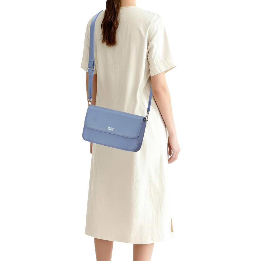 LE CUIR GRAINE | Leather Crossbody Bag, Sky blue