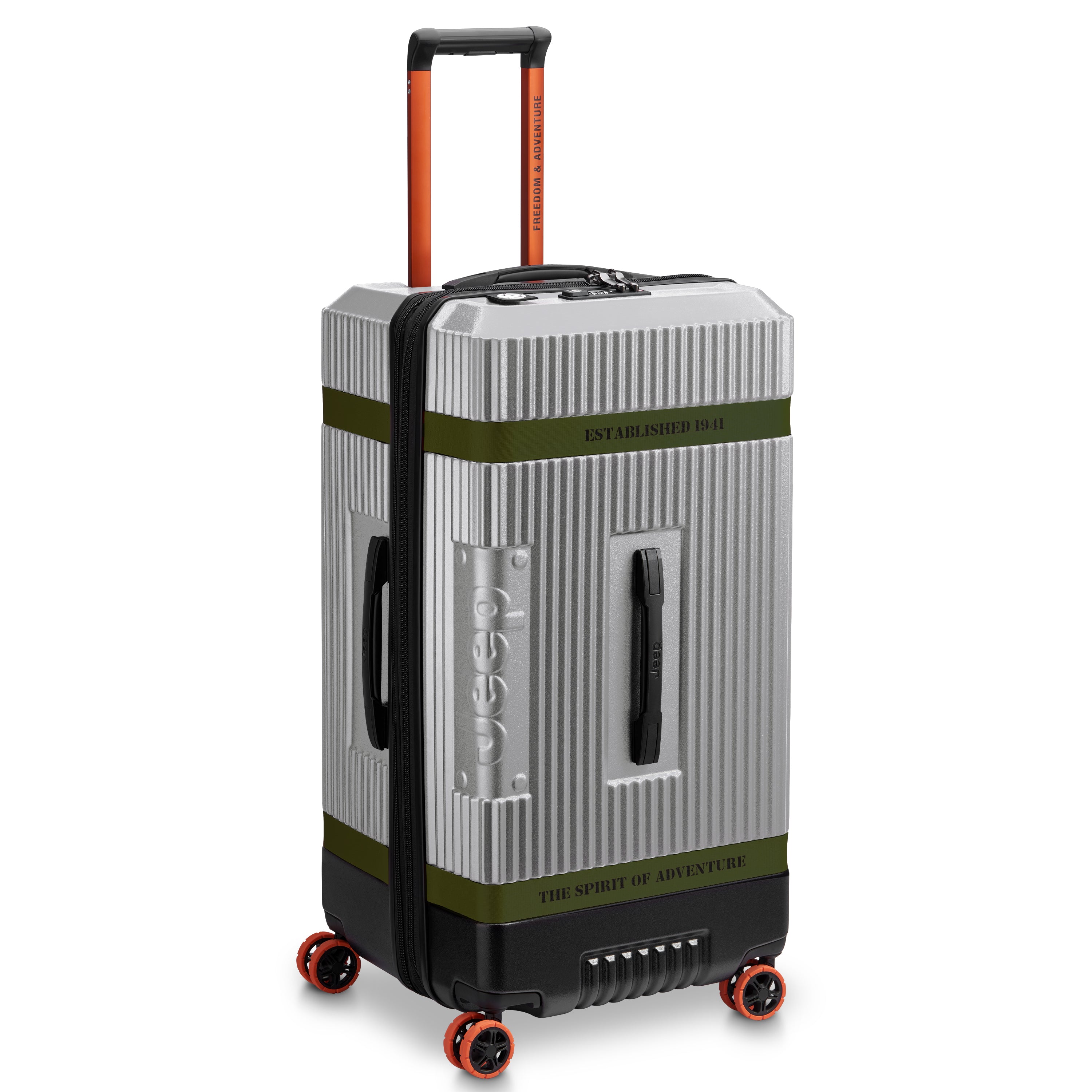 JH001A | 32-Inch Expandable Check-In Trunk Suitcase, Silver