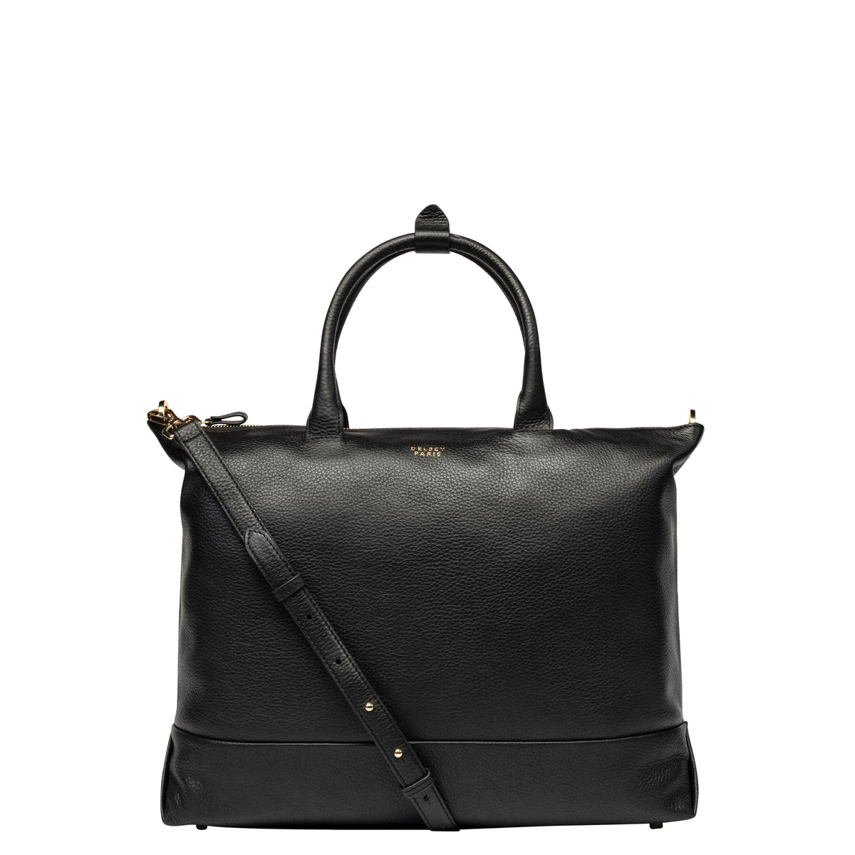 LE CUIR GRAINE| Sac Cabas en Cuir avec Fermeture Eclair NOIR