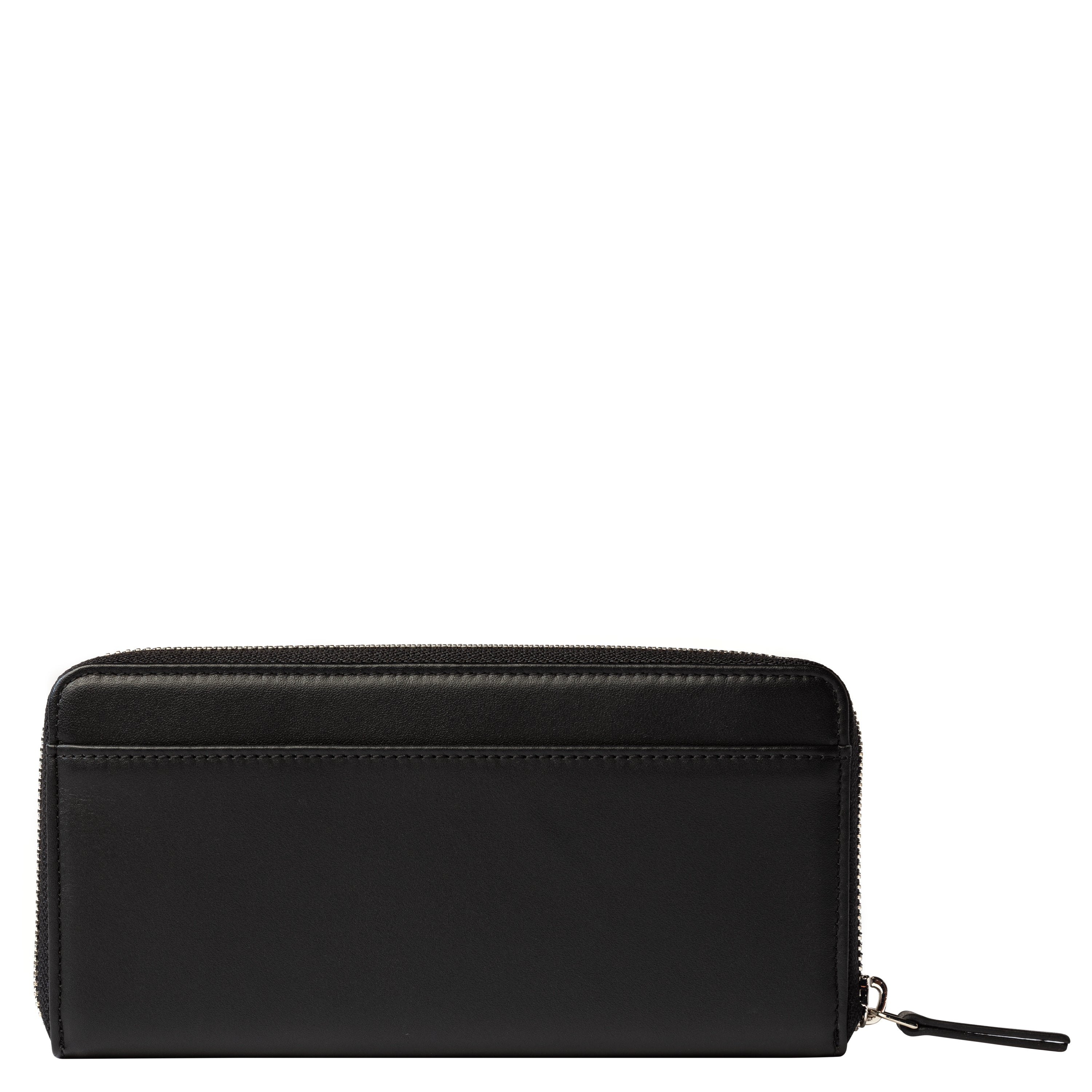 LE CUIR LISSE |  Long Zip Leather Wallet, Black