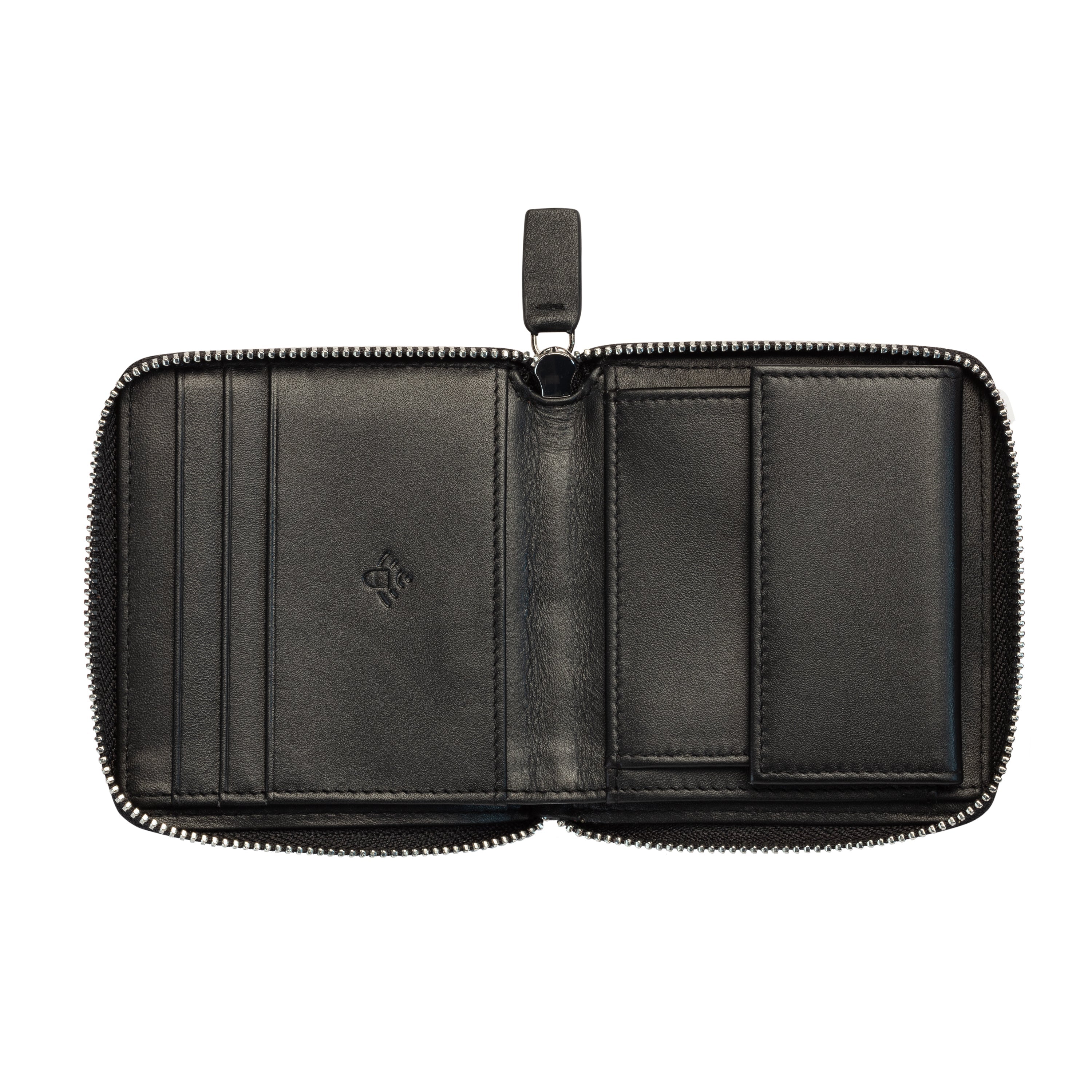 LE CUIR LISSE |  Zippered Leather Wallet, Black