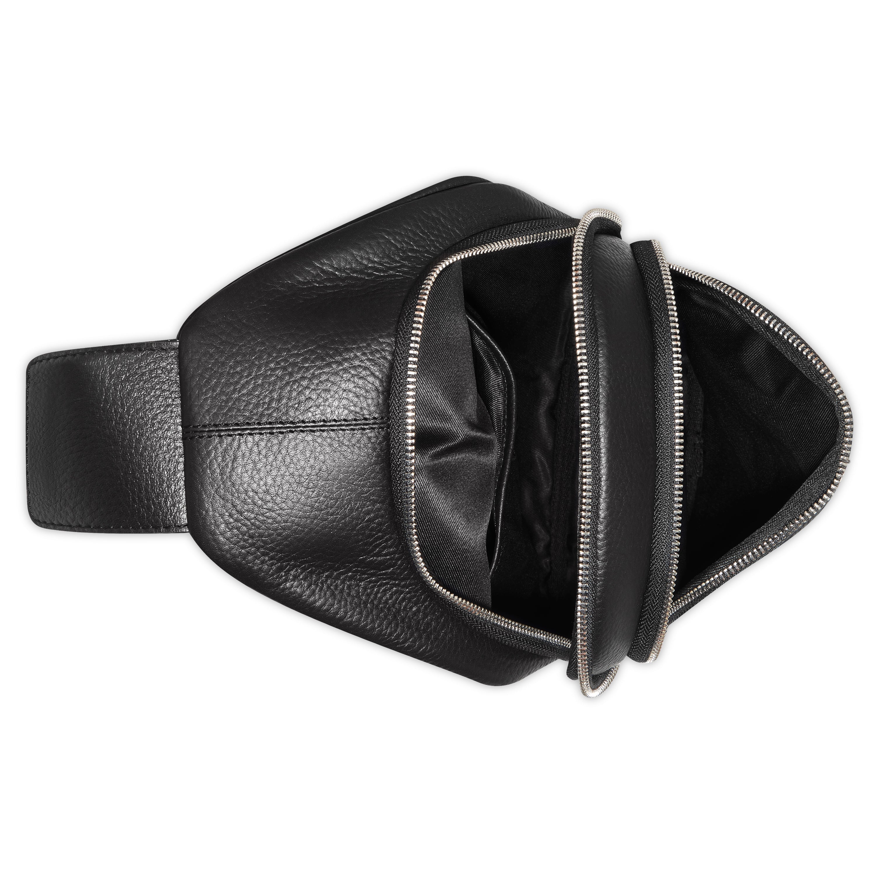 LE CUIR GRAINE | Leather Sling Bag, Black