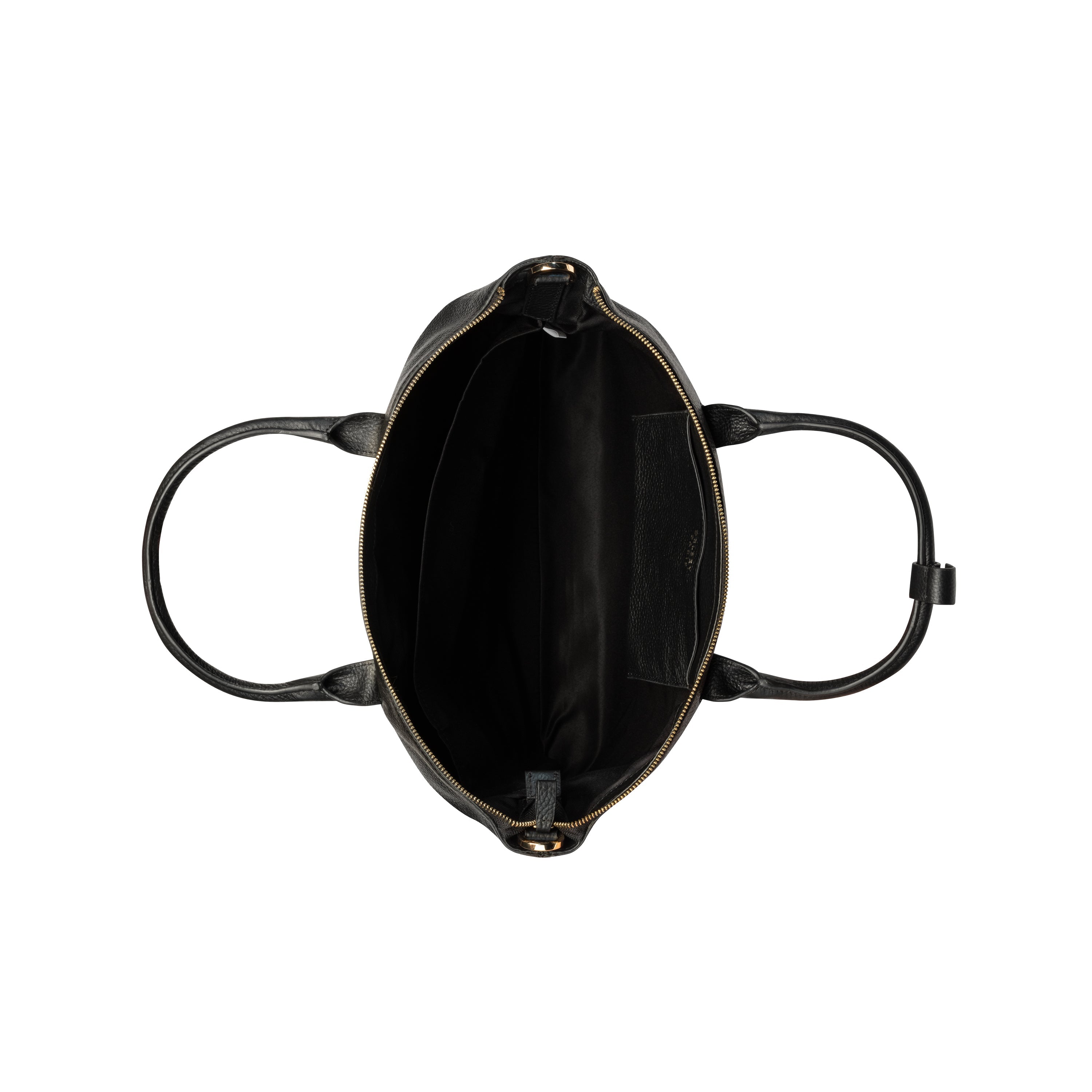 LE CUIR GRAINE |  Zippered Leather Tote Bag, Black