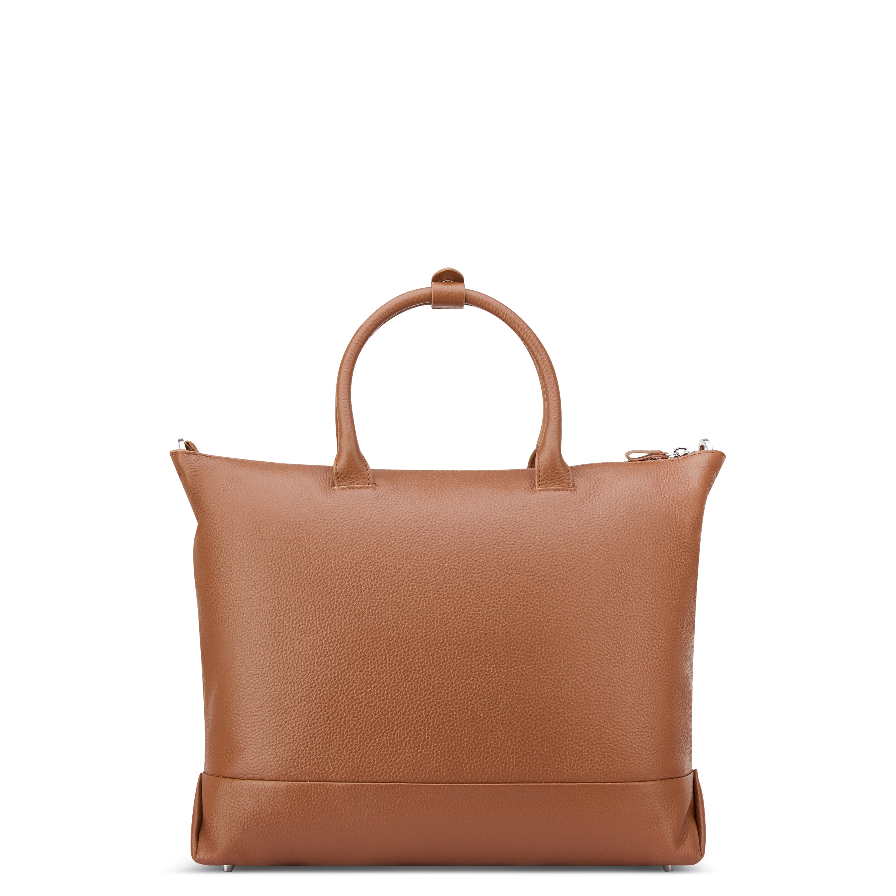 LE CUIR GRAINE| Sac Cabas en Cuir avec Fermeture Eclair COGNAC