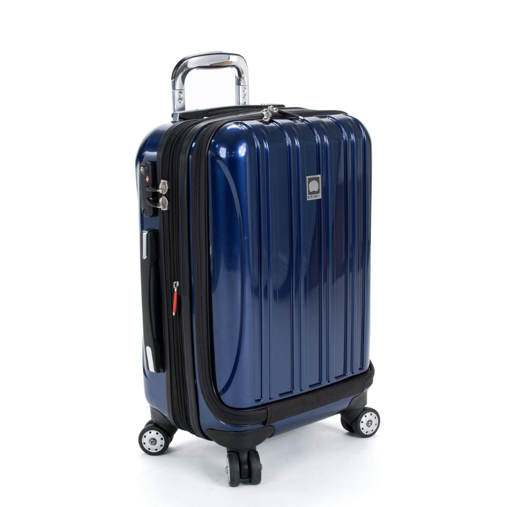 HELIUM AERO| Valise Cabine Extensible 53 CM avec Poche Frontale BLEU METALLIQUE