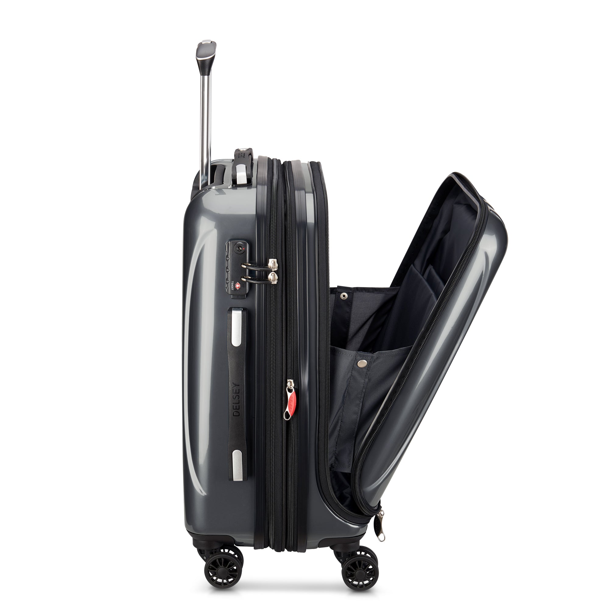 HELIUM AERO | 21-Inch Front Pocket Expandable Carry-On Suitcase, Steel grey