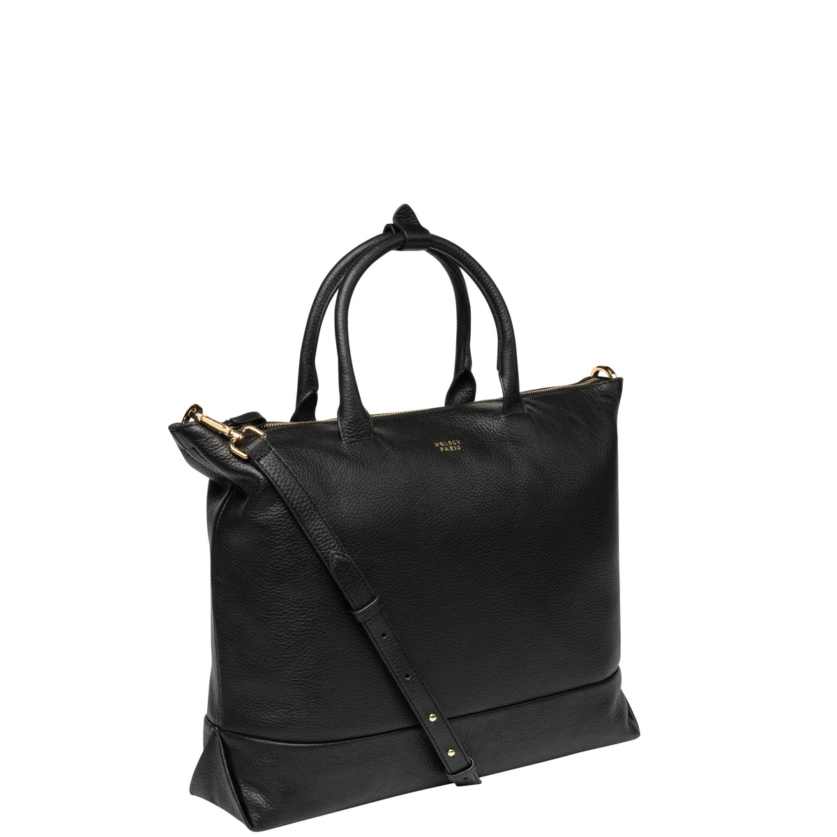 LE CUIR GRAINE| Sac Cabas en Cuir avec Fermeture Eclair NOIR